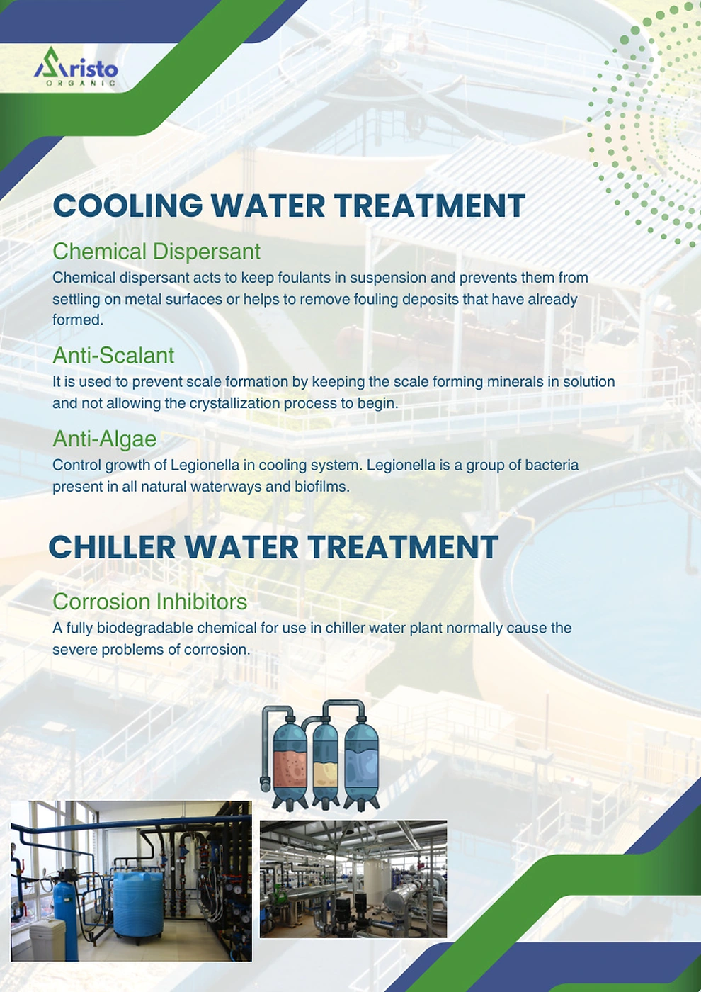 Cooling and chiller water treatment plant